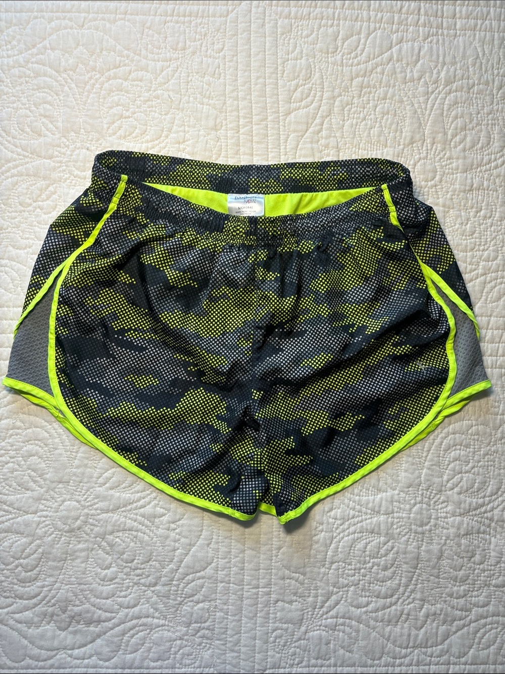 Danskin Now Black and Neon Yellow Athletic Shorts